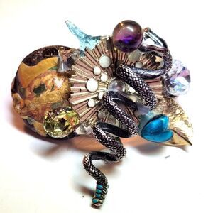 Wendy Gell Barrette Silver Snake Swarovski jewels.